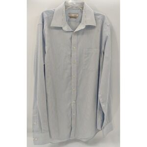 Joseph Abboud Mens Blue Stripe Slim Fit Shirt Tall Size 16 36/37 Non Iron Cotton